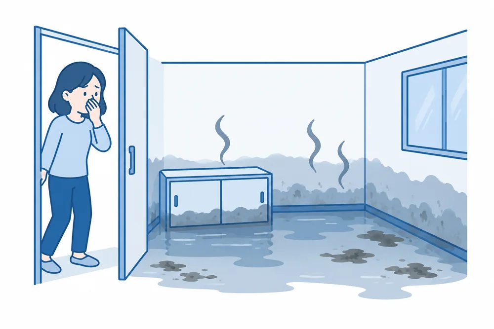 汚れやニオイが気になる部屋のイラスト